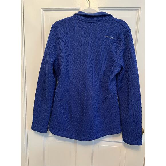 Spyder Major Cable Stryke Knit Royal Blue Fleece Zip Up Sweater Jacket Women's M - Picture 2 of 9
